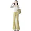 Yellow trousers for women, high-waisted and slimming straight-leg casual pants, the same style for models Item Picture